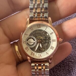Elegant Silver and Rose Gold Watch